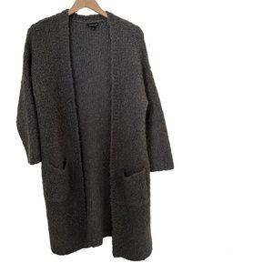 Topshop size 6 long sweater cardigan with pockets gray